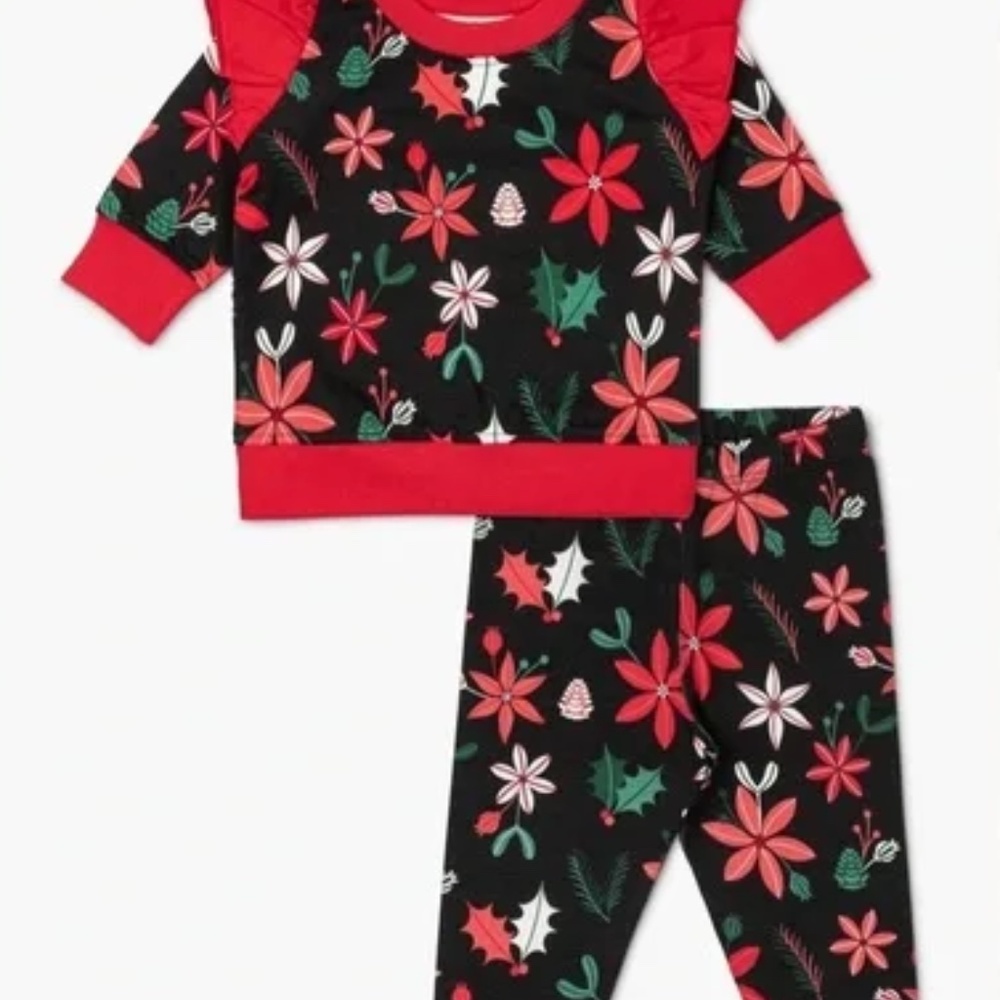 Monica + Andy Set Sweatshirt and Leggings 12-18M Baby Toddler Poinsetta Print
